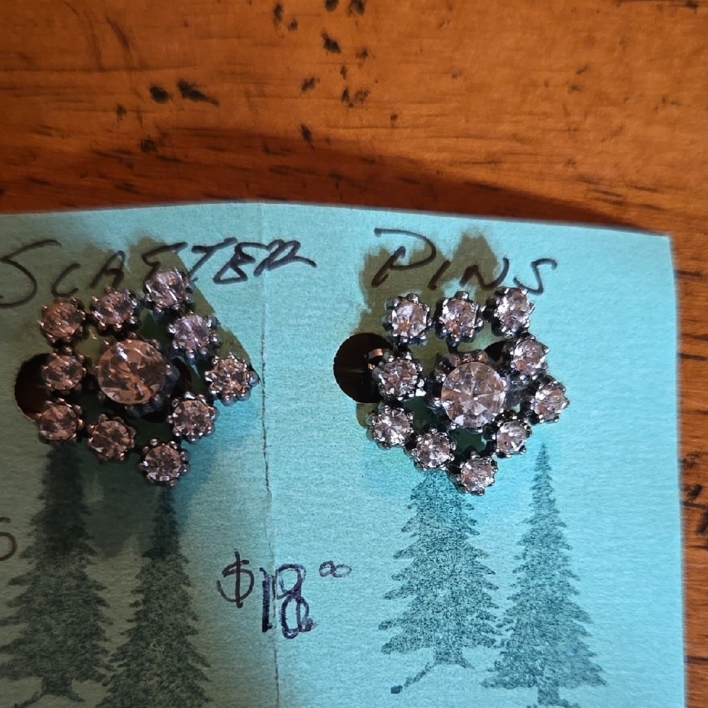 Vintage Silvertone Crystal Scatter Pins Set